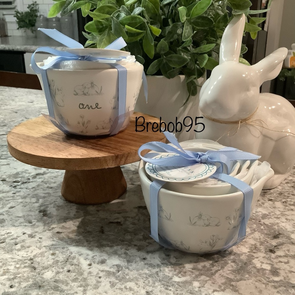 Rae Dunn Artisan Collection 2024 Bunny Sketch Easter Measuring Cups - Set 4